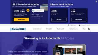SiriusXM - Create your streaming login