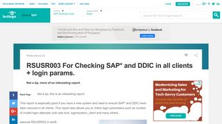 RSUSR003 For Checking SAP* and DDIC in all clients + login params.