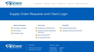 Supply Order Requests and Client Login | Aegis Sciences Corporation