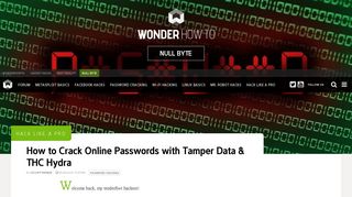Hack Like a Pro: How to Crack Online Passwords with Tamper Data ...