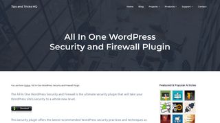 All In One WordPress Security and Firewall Plugin | Tips and Tricks HQ