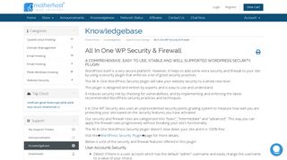All In One WP Security & Firewall - Knowledgebase - Motherhost Web ...