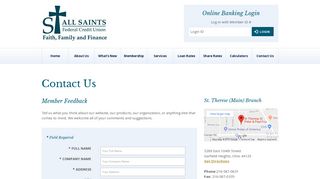Contact Information | Feedback | All Saints FCU