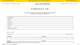 ALLSAINTS : Customer Services & Help US - Contact Us Today