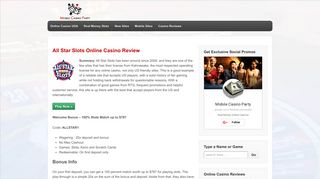 All-Star Slots Online Casino Review - Mobile Casino Party