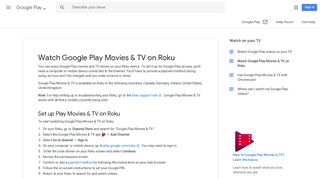Watch Google Play Movies & TV on Roku - Google Play Help