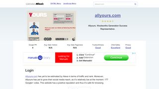 Allyours.com website. Login.