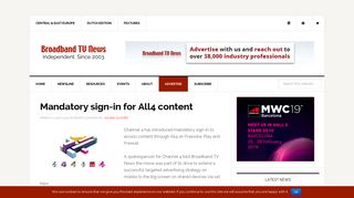 Mandatory sign-in for All4 content - Broadband TV News