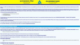 ALLAHABAD BANK INTERNET BANKING SERVICES