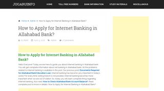 How to Apply for Internet Banking in Allahabad Bank? - Jugaruinfo