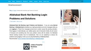 Allahabad Bank Net Banking Login Problems and Solutions