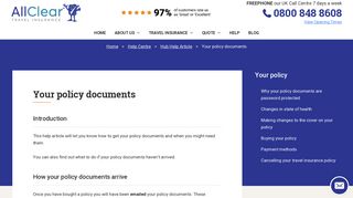 Travel insurance policy documents | AllClear Travel