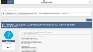 [In Progress]IE Opens automatically to allcoolmusic.com at login ...