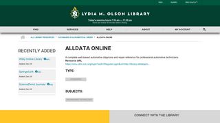 ALLDATA Online | Lydia M. Olson Library