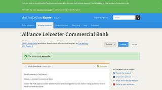 Alliance Leicester Commercial Bank - a Freedom of Information ...