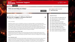 How do I engage in Alliance Warfare? : Customer Support