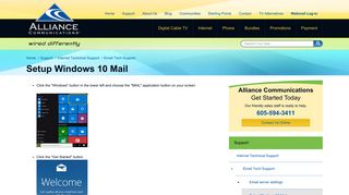 How do I setup email in WIndows 10? - Alliance Communications