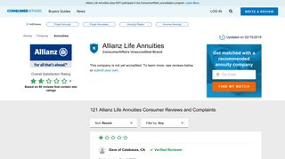 Top 121 Reviews and Complaints about Allianz Life Annuities