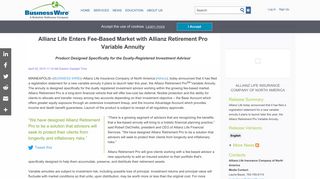 Allianz Life Enters Fee-Based Market with Allianz Retirement Pro ...