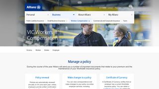 VIC Workers Compensation - Employer - Manage Policy - Allianz