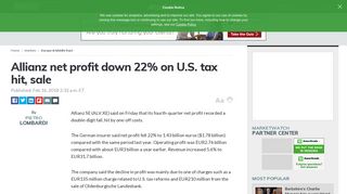 Allianz net profit down 22% on U.S. tax hit, sale - MarketWatch