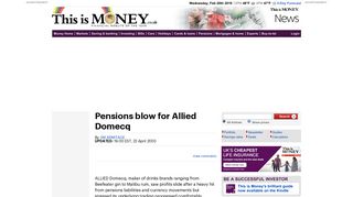 Pensions blow for Allied Domecq | This is Money