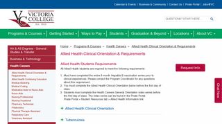 Allied Health Clinical Orientation & Requirements - Victoria College