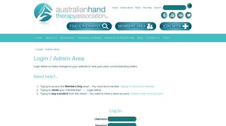 Login / Admin Area - Australian Hand Therapy Association