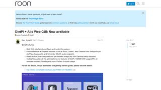 DietPi + Allo Web GUI: Now available - DietPi - Roon Labs Community
