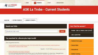 allocate plus login invalid - FAQs for Current Students, La Trobe ...