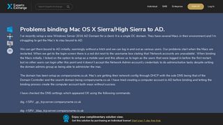 Problems binding Mac OS X Sierra/High Sierra to AD.