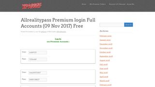 Allrealitypass Premium login Full Accounts - xpassgf
