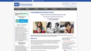 NIH Clinical Center: FollowMyHealth Patient Portal