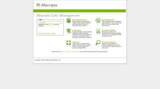 Allscripts Care Management Logon Page