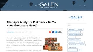 Allscripts Analytics Platform – Do You Have the Latest News? - The ...