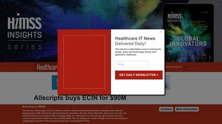Allscripts buys ECIN for $90M | Healthcare IT News