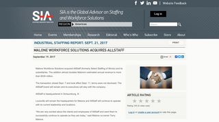 Malone Workforce Solutions acquires AllStaff - Staffing Industry Analysts