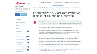 Connecting to Ally accounts with two logins; 1st ok, 2nd ...