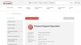 Product Support Specialist - Almac
