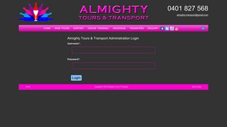 Almighty Tours & Transport Login