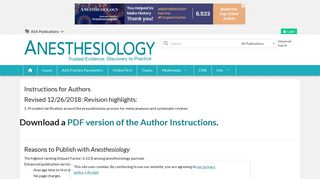 Instructions for Authors | Anesthesiology | ASA Publications