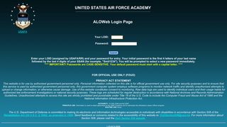 ALOWEB login - United States Air Force Academy