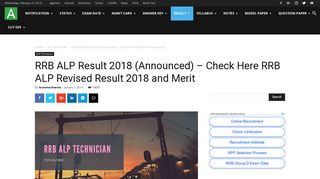 RRB ALP Result 2018 (Announced) - Check Here RRB ALP Revised ...