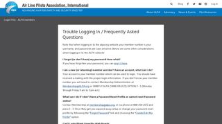 Login FAQ - ALPA