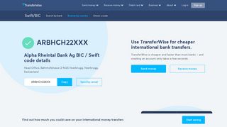 ARBHCH22XXX BIC / SWIFT Code - Alpha Rheintal Bank Ag ...