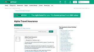 Alpha Travel Insurance - Holiday Travel Forum - TripAdvisor