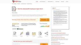 Alphastaff Employee Login - Fill Online, Printable, Fillable, Blank ...