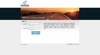 Alphera Central - Login - ALPHERA Financial Services