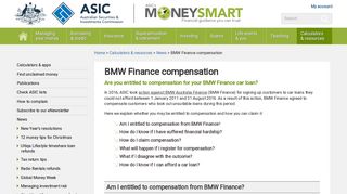 BMW Finance compensation | ASIC's MoneySmart