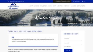 Member Login - Alpine Lake Resort